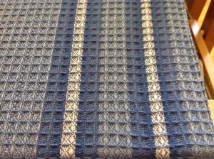 Close up the Halcyon Waffle Weave Dish Towels Kit on the Loom