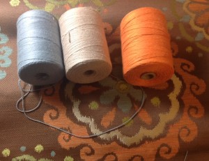 I've picked Colonial Blue, Linen (will be over 50% of the threads), and Burnt Orange. 